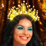 Tzf - bandeau de perles led avec strass brillants - couronne de princesse lumineuse pour mariage, fte ...