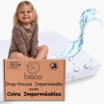 Tzf - bisoo drap housse 60x120 lit bebe impermeable (dessus + coins) - 2en1 alese drap housse protege ...