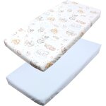 Tzf - draps housse pour lit bébé enfant lot de 2, animaux sur les nuages / bleu, 70 x 140 cm Tzf - draps housse pour lit bébé enfant lot de 2, animaux sur les nuages / bleu, 70 x 140 cm