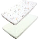Tzf - draps housse pour lit bb enfant lot de 2, clairire / tampon vert, 60 x 120 cm