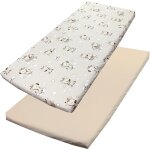 Tzf - draps housse pour lit bb enfant lot de 2, girafe beige, 70 x 140 cm