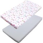 Tzf - draps housse pour lit bébé enfant lot de 2, renard / lapin / rose, 70 x 140 cm Tzf - draps housse pour lit bébé enfant lot de 2, renard / lapin / rose, 70 x 140 cm