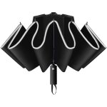 Tzf - parapluie pliant avec 10 baleines 210t revtement en tflon anti uv, bandes rflchissantes, ouverture ...
