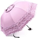 Tzf - parasol de princesse vintage en dentelle uv pliable avec broderie florale 3d bleu