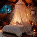 Ulteronixshop - baldaquin de lit princesse pour fille, double couche avec etoiles d�coup�es, tissu respirant ...