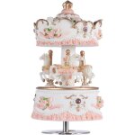 Ulteronixshop - bo�tes � musique carrousel pour filles, rotation � 3 chevaux, ch�teau dans le ciel, lumi�res ...