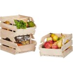 Ulteronixshop - cagette en bois empilable bo�te rangement nature lot de 3 caisses hxlxp: 20 x 27, 5 x ...