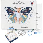 Ulteronixshop - couverture etape bebe recto - verso 120x120cm - tapis mois b�b� avec motif papillon, ...