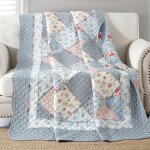 Ulteronixshop - couvre - lit matelass� en coton doux pour lit simple motif floral patchwork bleu 127 ...