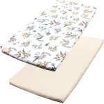 Ulteronixshop - draps housse pour lit b�b� enfant lot de 2, lion / feuilles / beige, 70 x 140 cm