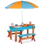 Ulteronixshop - ensemble chaise et table de jeux enfant jardin, en bois, table, 2 bancs et parasol, meuble ...