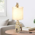 Ulteronixshop - lampe de chevet r�sine girafe, lampe de bureau enfant, avec abat jour en tissu blanc, ...