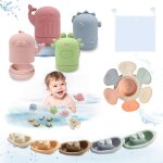 Ulteronixshop - set de 15 jouets de bain, jouets de bain jouets a presser sensoriels avec bateaux empilables ...