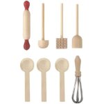 Ustensiles de cuisine miniature - 8pcs - le monde des lutins - rico design bois