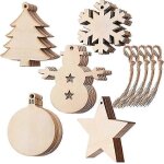 Vacances d'ornements en bois 50pcs jeu de d�coration d'arbre de no�l