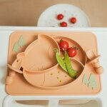 Vaisselle d'alimentation pour b�b�, assiette a manger en silicone, cuill�re fourchette etanche sans bpa ...
