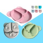 Vaisselle r�tro en silicone pour enfants, bol a ventouse, assiette ours pour b�b�, ensemble de vaisselle ...