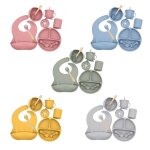 Vaisselle en silicone pour bb, ensemble de 9 pices, vaisselle pour bb, sans bpa, bol, assiette, ...