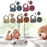 Vaisselle en silicone sans bpa pour b�b�, bavoir etanche, assiette a d�ner de couleur unie, bol a ventouse ...