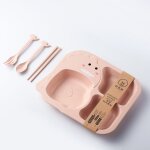 Vaisselle style dessin anim� et dinosaure pour enfant, en paille de bl�, 6 pi�ces par ensemble, r�sistant ...