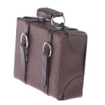 Valise en cuir et bois pour maison de poup�e, 1 pi�ce, miniature, vintage, mini bo�te a bagages pour ...