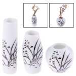 Vase a fleurs en c�ramique pour maison de poup�e 1:12, 3 pi�ces