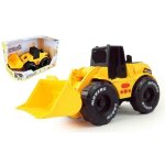 V�hicule de chantier - tractopelle jaune a friction - 25 cm
