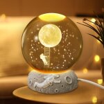 Veilleuse 3d en forme de boule de cristal - 80 mm - avec socle en r�sine - lampe led avec c�ble usb - ...