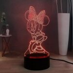 Veilleuse 3d minnie - lampe led a changement de couleur avec tlcommande et commande tactile, cadeau ...
