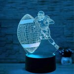 Veilleuse 3d rugby, veilleuse ballon de rugby, 3d lampe illusion 16 couleurs, commutation libre, base ...
