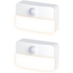 Veilleuses a d�tecteur mouvement, 2 pcs mini lampe murale usb, lumi�re de nuit a piles a coller, blanche ...