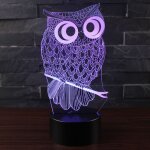 Veilleuse pour enfants hibou, lumi�re d'illusion 3d, 16 lits a changement de couleur