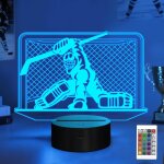 Veilleuse de gardien de but de hockey, lampe a illusion led 3d, 16 couleurs, alimente par usb et piles ...