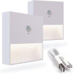 Veilleuse led avec detecteur de mouvement, 2pcs veilleuse murale rechargeable, 2200mah, 120 jours autonomie, ...