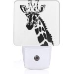 Veilleuse led a brancher avec motifs de girafe noir et blanc avec capteur du crepuscule a l'aube pour ...