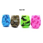 Verre a vin en silicone coloré incassable, 4 pièces, tasse a vin de qualité alimentaire, portable, camouflage ... Verre a vin en silicone coloré incassable, 4 pièces, tasse a vin de qualité alimentaire, portable, camouflage ...