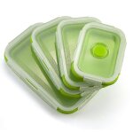 (vert) lot de 4 botes de conservation pliables en silicone sans bpa, botes pour restes de repas avec ...