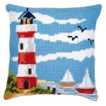 Vervaco, kit coussin point de croix, paysage phare, multi - couleurs