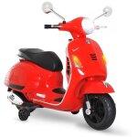 Vespa scooter moto lectrique enfants 6 v dim. 102l x 51l x 76h cm musique mp3 port usb klaxon phare ...