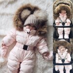 Veste d'hiver pour nouveau - n garon et fille, barboteuse, combinaison a capuche, fourrure chaude et ...
