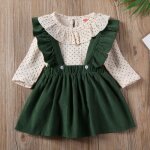 Vtements pour bbs filles, ensemble de 2 pices, col de poupe a volants, manches longues, body + sangle ...