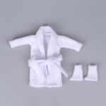 Vtements de couchage en peluche blanche pour poupes, ensemble de peignoir, manteau et chaussettes, ...