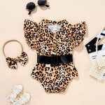 Vtements d't pour bbs filles, barboteuse 2 pices, manches a volants, bouton de revers, ceinture ...