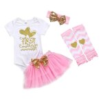 Vtements d'et pour bbs filles, barboteuse avec lettres, jupe bandeau, jambire, tenue de fte des ...