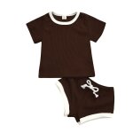 Vêtements d'été pour bébés filles et garçons, hauts a manches courtes + shorts côtelés, tenue solide ... Vêtements d'été pour bébés filles et garçons, hauts a manches courtes + shorts côtelés, tenue solide ...