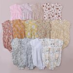 V�tements d'�t� pour b�b�s filles, imprim� floral, barboteuse a manches courtes, combinaison pour nourrissons, ...