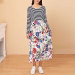 Vêtements de maternité a manches longues, nouvelle printemps automne, jupe longue rayée en coton, robe ... Vêtements de maternité a manches longues, nouvelle printemps automne, jupe longue rayée en coton, robe ...