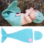 Vtements de photographie pour bb, costume de princesse sirne bleu, vtements tricots pour nouveau ...