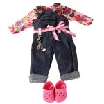 Vtements pour poupes de 45 cm : salopette en jean avec dollocs