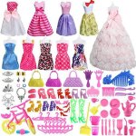 Vtements pour poupe barbie, 85 pices, mini robe, chaussures, tenue, collier, bijoux, accessoires pour ...